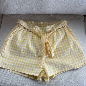 Sundays yellow and white plaid shorts